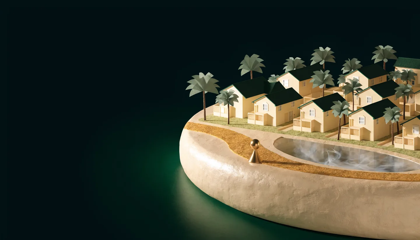 Conceptual Florida-inspired neighborhood illustration. Not an actual community map or property.